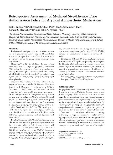 Pdf Retrospective Assessment Of Medicaid Step Therapy Prior