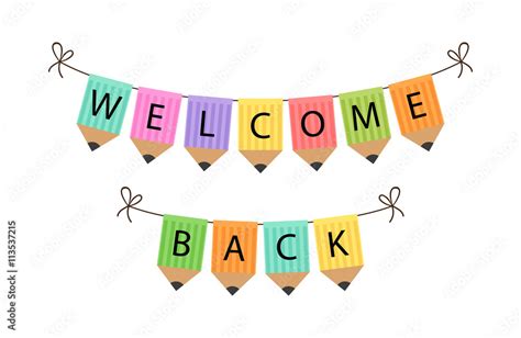 Cute Back To School Multicolored Bunting Flags With Words Welcome Back
