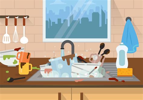 Dirty Dishes Illustration Vector Art At Vecteezy