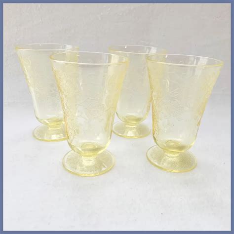 Florentine Poppy No Yellow Depression Glass Footed Inch Tumblers