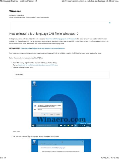 Mui Language Cab File Install In Windows 10 Windows 10 Microsoft