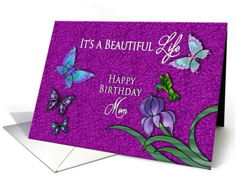 Birthday Mom Butterflies On Purple Card 1413274