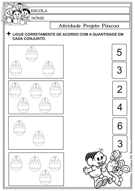 Matemática Infantil Atividade Matemática Páscoa Comercial Turma Da Mônica