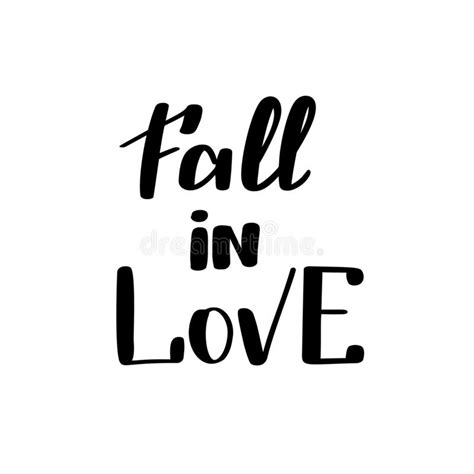 Fall In Love Handwritten Lettering Isolated On White Background Stock