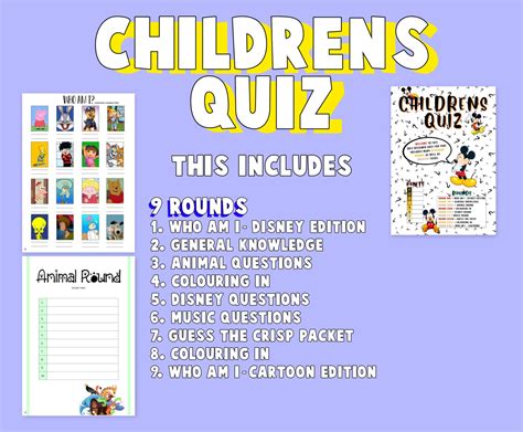 Childrens Quiz 5 Different Quizzes Games To Choose From Etsy