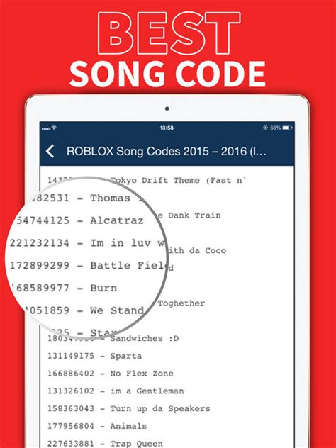 If you are looking for more roblox song ids then we recommend you to use bloxids.com which has over 125,000 songs in the database. Music Code for Roblox - Song Code Roblox tycoon - AppRecs