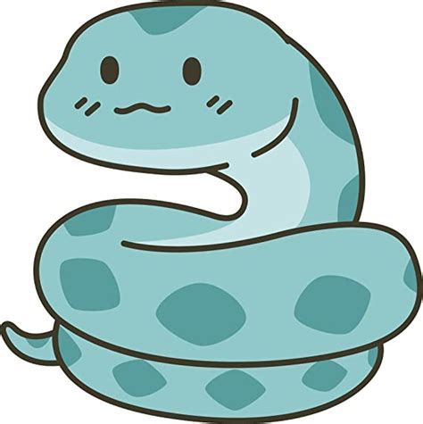 Divine Designs Adorable Kawaii Blue Snake Cartoon Emoji
