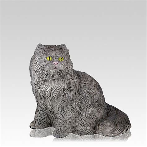 Learn about the size urn. Gray Longhair Cat Cremation Urn