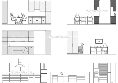 Modern Kitchen Elevation Cad Drawings 2d Autocad Models