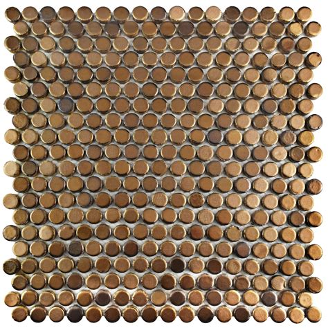 10 Tiles Penny Round Glossy Gold Porcelain Mosaic Floor Wall Tile Decor