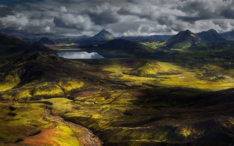 Nature Landscape Iceland Valley Clouds Lake Mountain