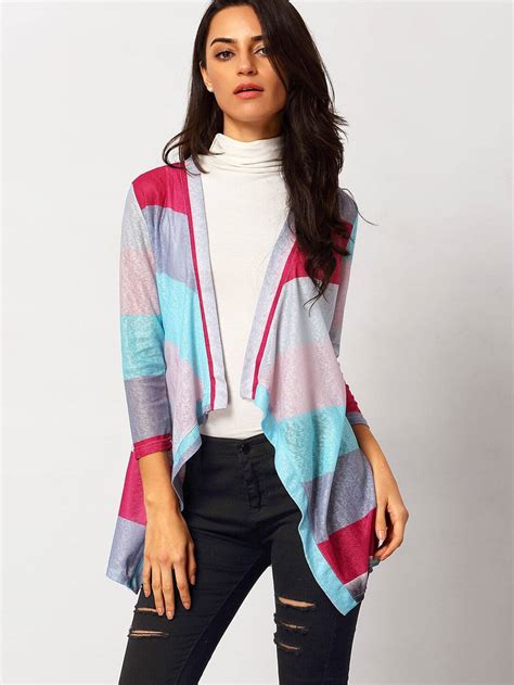 Multicolor Long Sleeve Loose Knit Cardigan Sheinsheinside