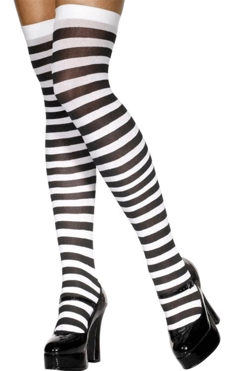 black and white striped stockings angels fancy dress warehouse