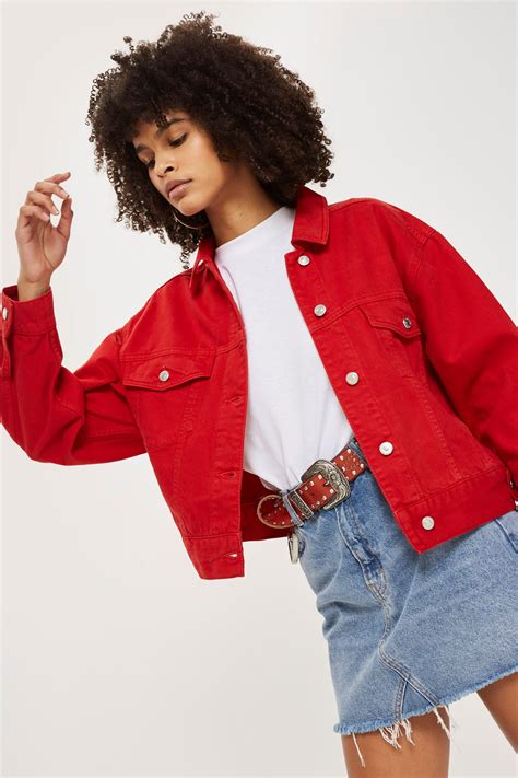 Oversized Denim Jacket Topshop Red Denim Jacket Denim Jacket Women