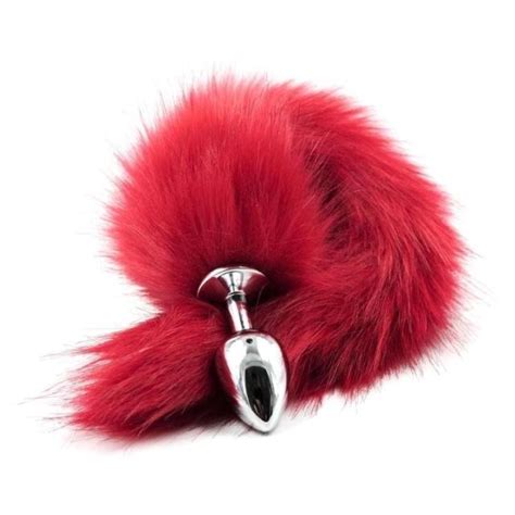 sexy red faux fox tail anal plug stainless steel butt plug adults games sex toys cosplay sex