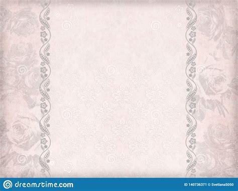 Faded Pink Paper Sheet With Faded Roses Stock Illustration