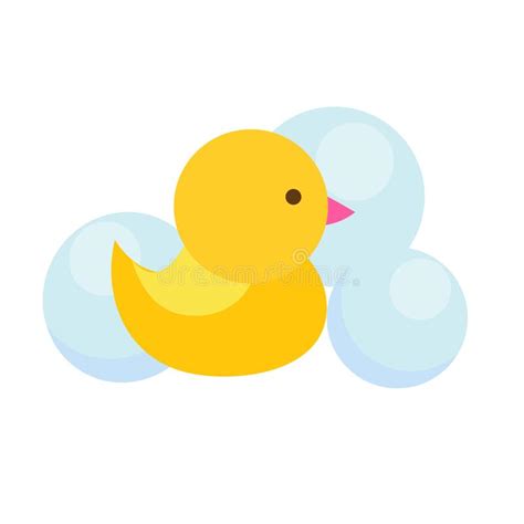 Yellow Rubber Duck Kids And Children Bathing Toy Vector Illustration