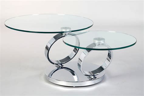 2 Levels Swivel Round Glass Coffee Table