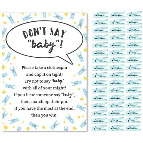 Dont Say Baby Game For Boys Baby Shower Clothespin Game Includes One