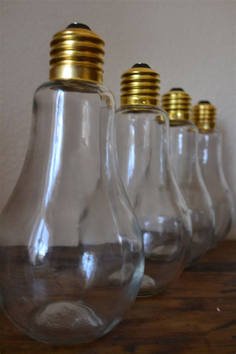 Extra Large Light Bulb Shaped Glass Bottle Brass Screw Cap Jar Etsy