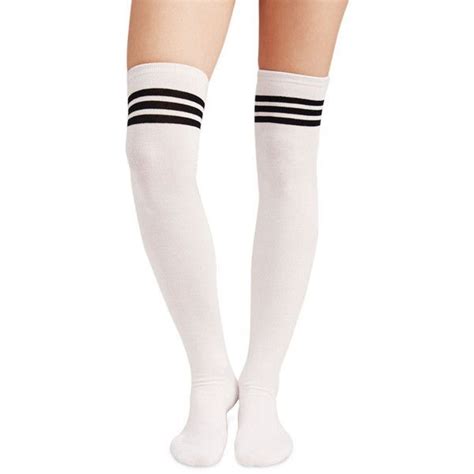 Varsity Stripe Over The Knee Socks Liked On Polyvore Featuring
