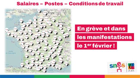 Carte Des Manifestations Du Er F Vrier Snes Fsu