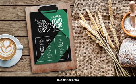 clipboard food menu restaurant mock  psd file