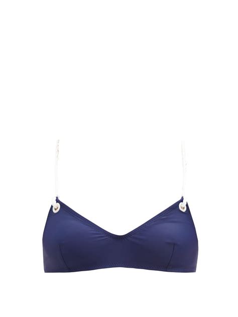 Navy The Rachel Rope Strap Bikini Top Solid And Striped Matchesfashion Au