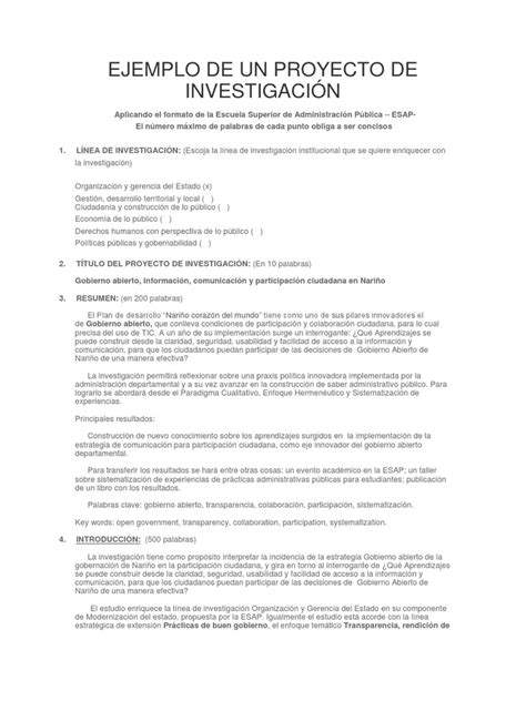 2 Ejemplo De Un Proyecto De InvestigaciÓnpdf Gobierno E Conocimiento