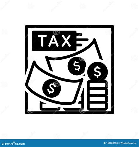 Black Solid Icon For Tax Taxation And Financial Stock Vector