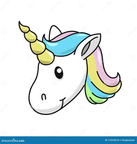 Unicorn Head Vector Illustration On White Background Cute Magical