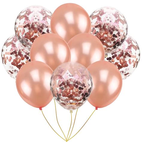 Mix Rose Gold Confetti Latex Balloons Pink 12 Inches Party Balloons For