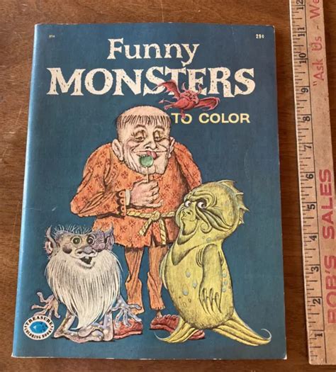 Vintage 1965 Funny Monsters To Color Coloring Book Treasure Books Ny