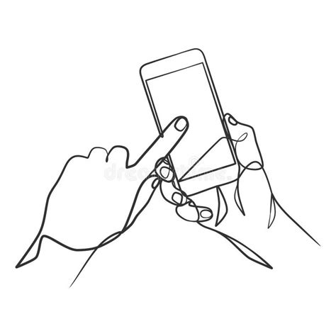 Continuous Line Drawing Of Hand Holding Smart Phone Stock Vector