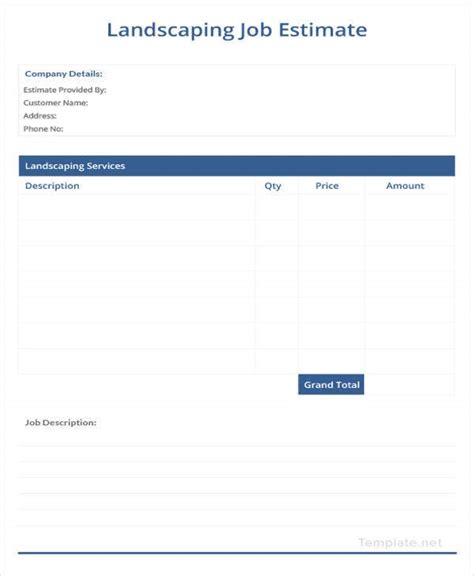 Landscaping Estimate Template Free Download Aashe