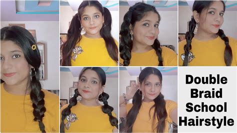 6 Easy Hairstyles For Indian Schools Double Braid Hairstyles For