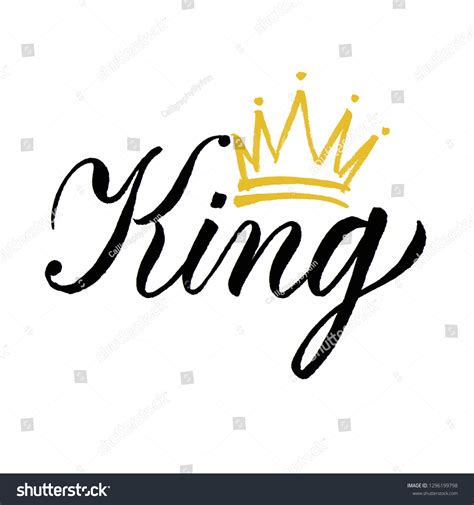 King Lettering Crown Handwriting Ilustración De Stock 1296199798