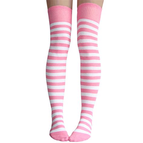 pink and white striped thigh highs striped thigh high socks thigh high socks pink thigh high socks