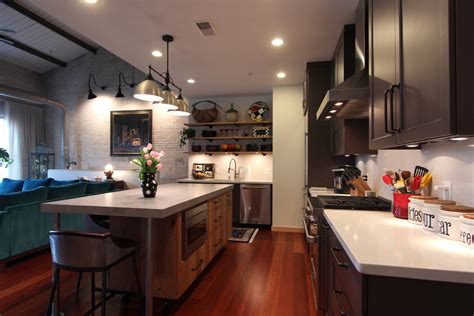 Cabinet door sample in greyloft Industrial Loft Kitchen with Grey Stained Cabinets - Transitional - Kitchen - Other - by Denise ...