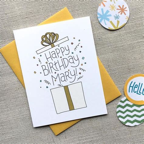 Personalized Happy Birthday Card Whimsical Illustrated Etsy