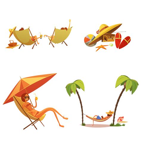 Summer Holiday Cartoon Icons Set 478132 Vector Art At Vecteezy