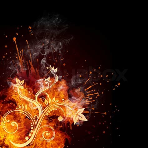 Fire Swirl Isolated On Black Background Computer Graphics Stock
