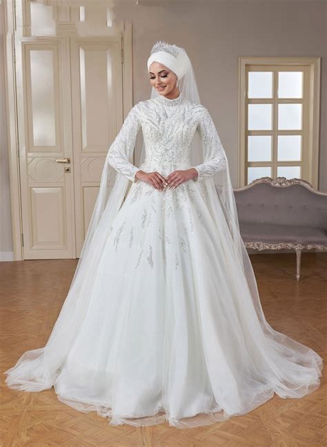 Muslim Wedding Dress High Neck Luxury Sequins Bridal Australia