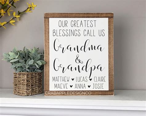 Personalized Grandparent Sign Framed Wood Sign Personalized Etsy