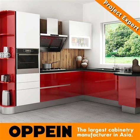 Kenya Modern Red Lacquer Wooden Modular Wholesale Kitchen Cabinets