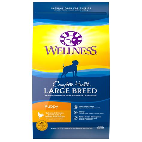Wellness makes both kibbles and wet foods, as well as treats/snacks and toppers for meals. Wellness Complete Health Natural Large Breed Puppy Chicken ...