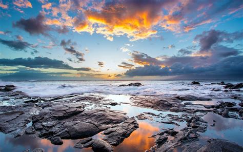 1126824 Landscape Sunset Sea Bay Water Nature Shore Reflection