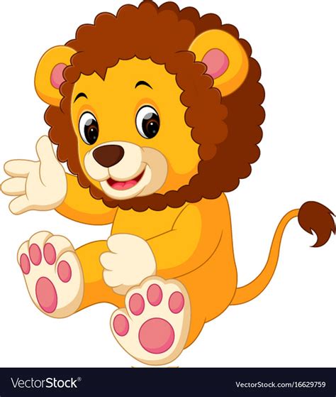 Cute Lion Cartoon Royalty Free Vector Image Vectorstock