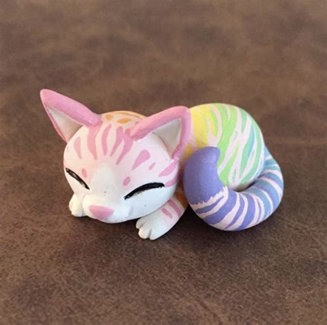 Pastel Rainbow Cat By Dragonsandbeasties Diy Fimo Easy Polymer Clay