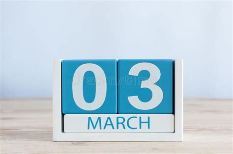 March 3rd Day 3 Of Month Daily Calendar On Wooden Table Background